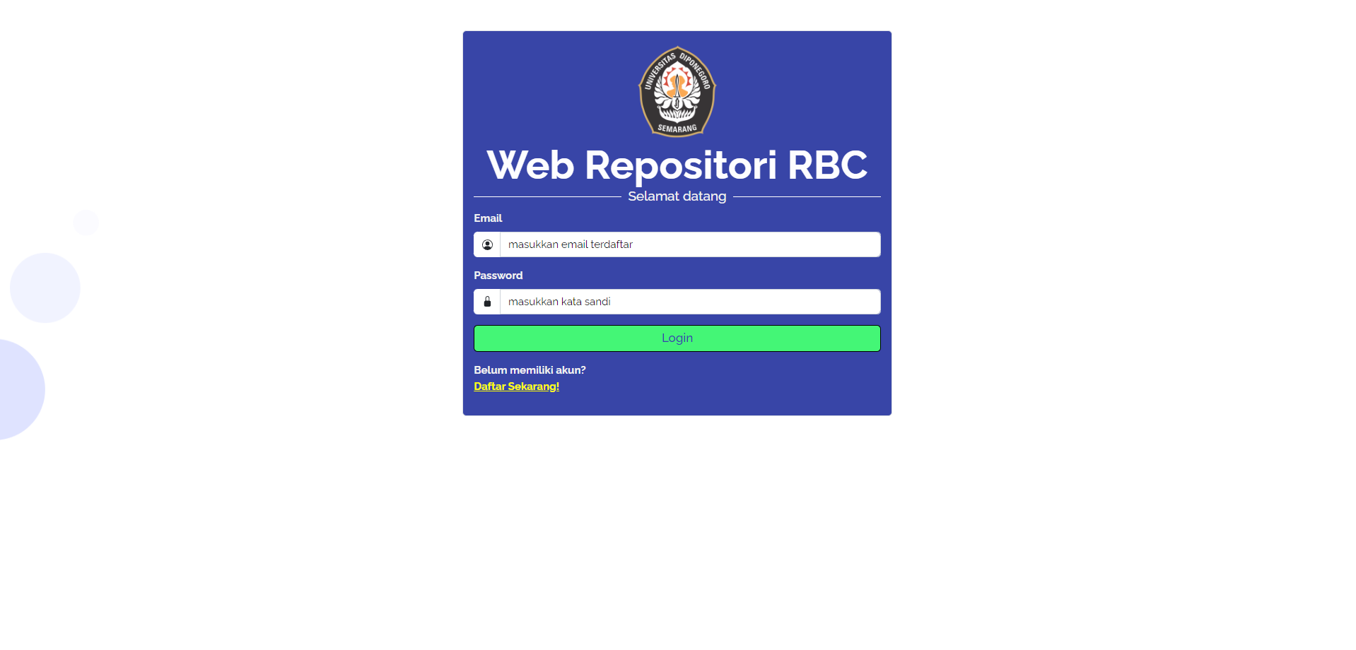 Login Page for RBC - Didi Suhardi